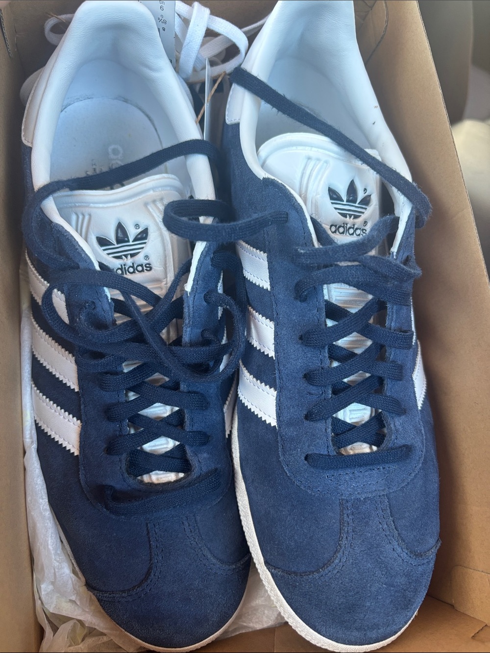 Adidas Gazelle Indoor Navy Blue Suede Sneakers Men’s Size 9 With Box Extra Laces